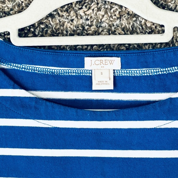 J. Crew Blue & White Striped Mini Sheath T shirt Dress Cap zipper Sleeve medium - Picture 7 of 10